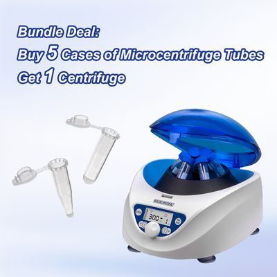Biologix® 5 Cases of Microcentrifuge Tubes + 1 Centrifuge, Plug Seal/Flat Top, Bulk Package