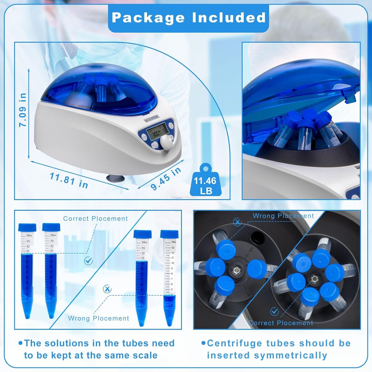 Biologix® 5 Cases of Microcentrifuge Tubes + 1 Centrifuge, 1.5/2.0
