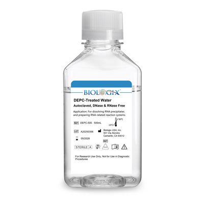 Biologix® DEPC-Treated Water (DNase, RNase free), Sterile, 500mL/ Bottle, 10 Bottles/Case