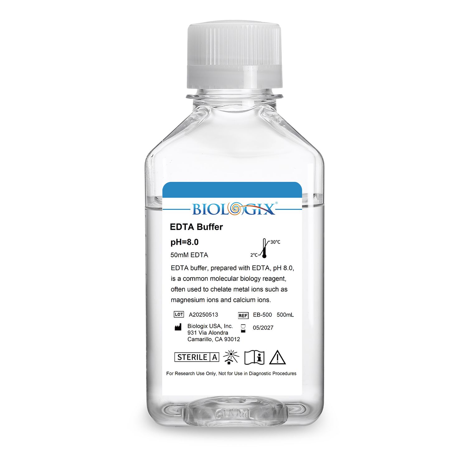 Biologix® EDTA Buffer, PH8.0, 500mL/ Bottle, 10 Bottles/Case