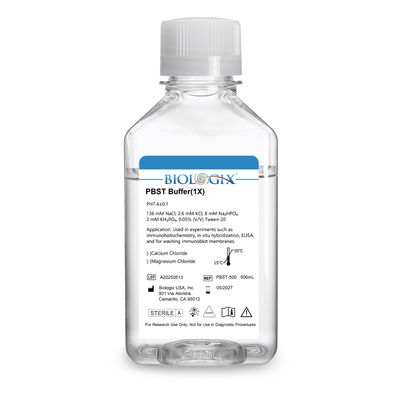 Biologix® PBST Buffer (1×), pH7.4, Sterile, Low Endotoxin, 500mL/Bottle, 10 Bottles/Case