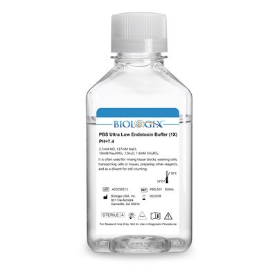 Biologix® PBS Buffer (1×), pH7.4, Sterile, Ultra - low endotoxin, 500mL/Bottle, 10 Bottles/Case