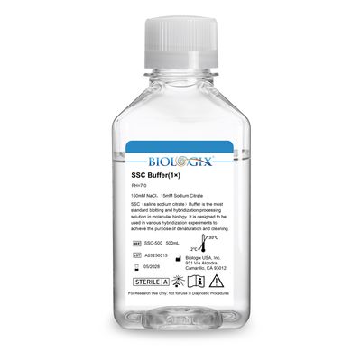 Biologix® SSC (saline sodium citrate) Buffer (1×), PH6.9-7.1, 500mL/Bottle, 10 Bottles/Case