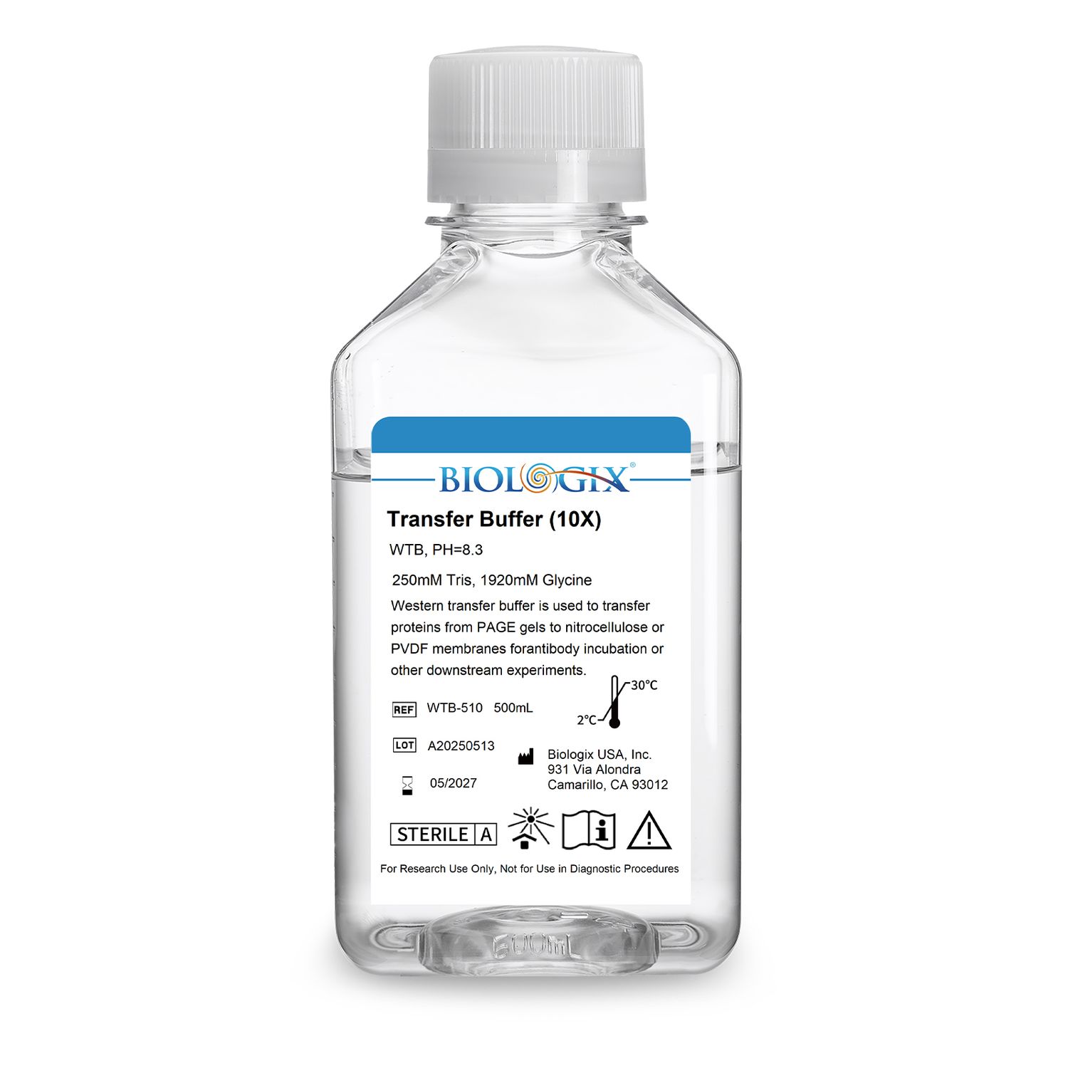 Biologix® Western Transfer Buffer (10×), PH8.3, 500mL/ Bottle, 10 Bottles/Case