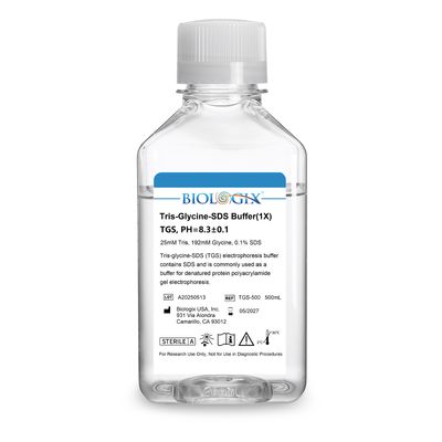 Biologix® Tris-glycine-SDS (TGS) Electrophoresis Buffer (1×), pH8.3, 500mL/Bottle, 10 Bottles/Case