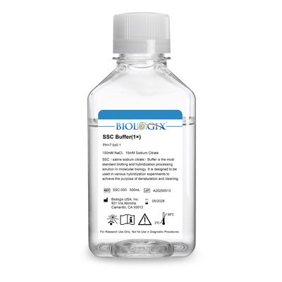 Biologix® SSC (saline sodium citrate) Buffer (1×), PH6.9-7.1, 500mL/Bottle, 10 Bottles/Case