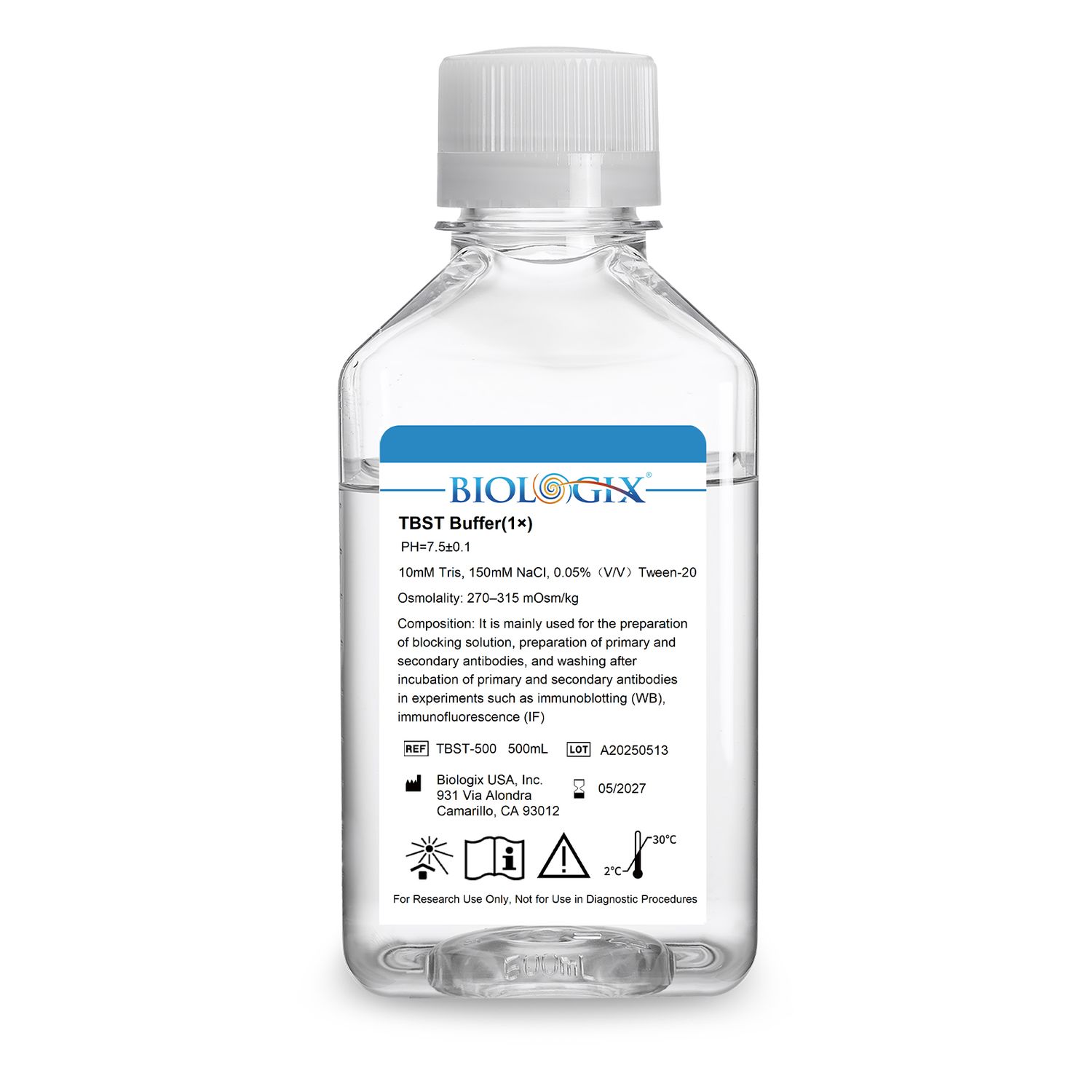 Biologix® TBST Buffer (1×), PH7.4, 500mL/Bottle, 10 Bottles/Case