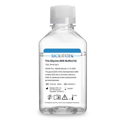 Biologix® Tris-glycine-SDS (TGS) Electrophoresis Buffer (1×), pH8.3, 500mL/Bottle, 10 Bottles/Case