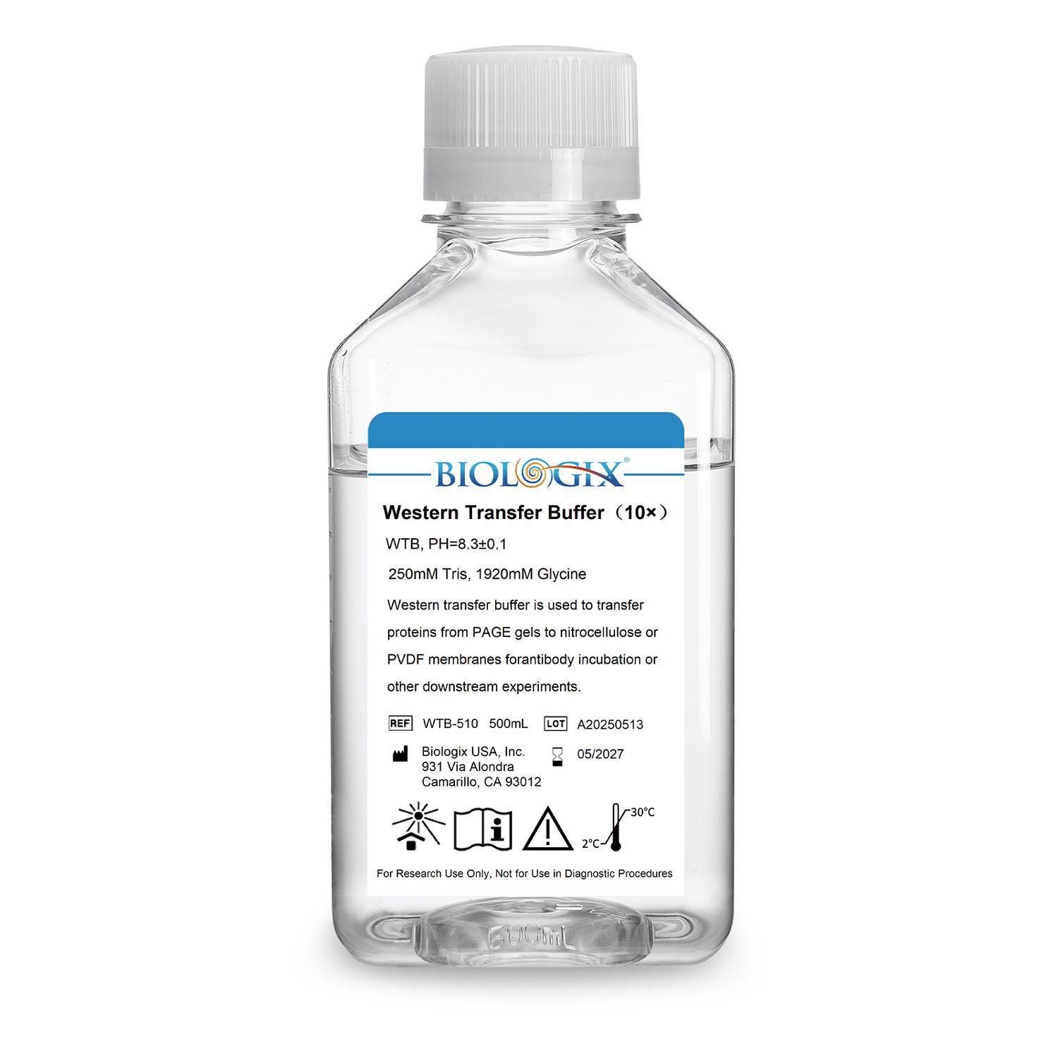 Biologix® Western Transfer Buffer (10×), PH8.3, 500mL/ Bottle, 10 Bottles/Case