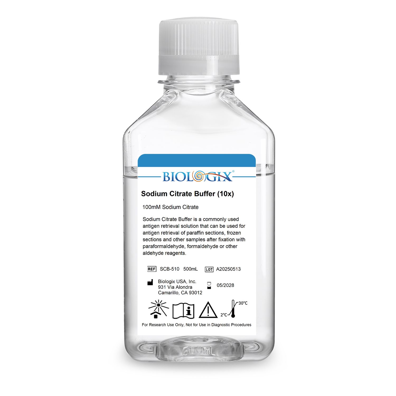 Biologix® Sodium Citrate Buffer (10X), PH6.0, 500mL/ Bottle, 10 Bottles/Case