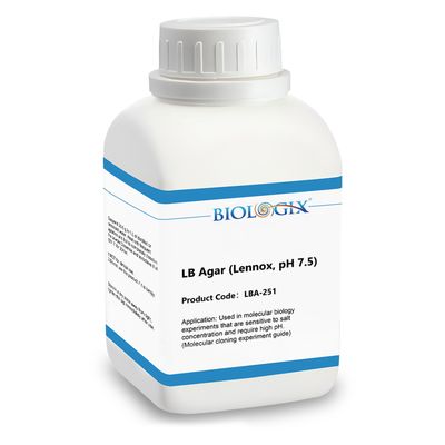 Biologix® LB Agar (Lennox, Low-Salt Version), Low-Salt Version, Powder, 250g/Bottle, 10 Bottles/Case