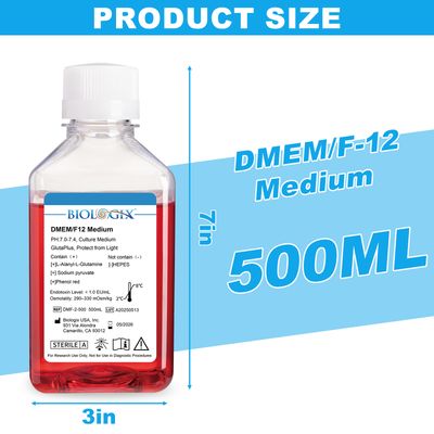 Biologix® DMEM/F-12 Culture Medium, No HEPES, 500mL/Bottle