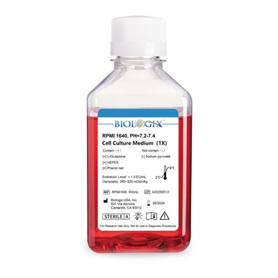 Biologix® RPMI 1640 Culture Medium, 500 mL/Bottle, 10 Bottles/Case