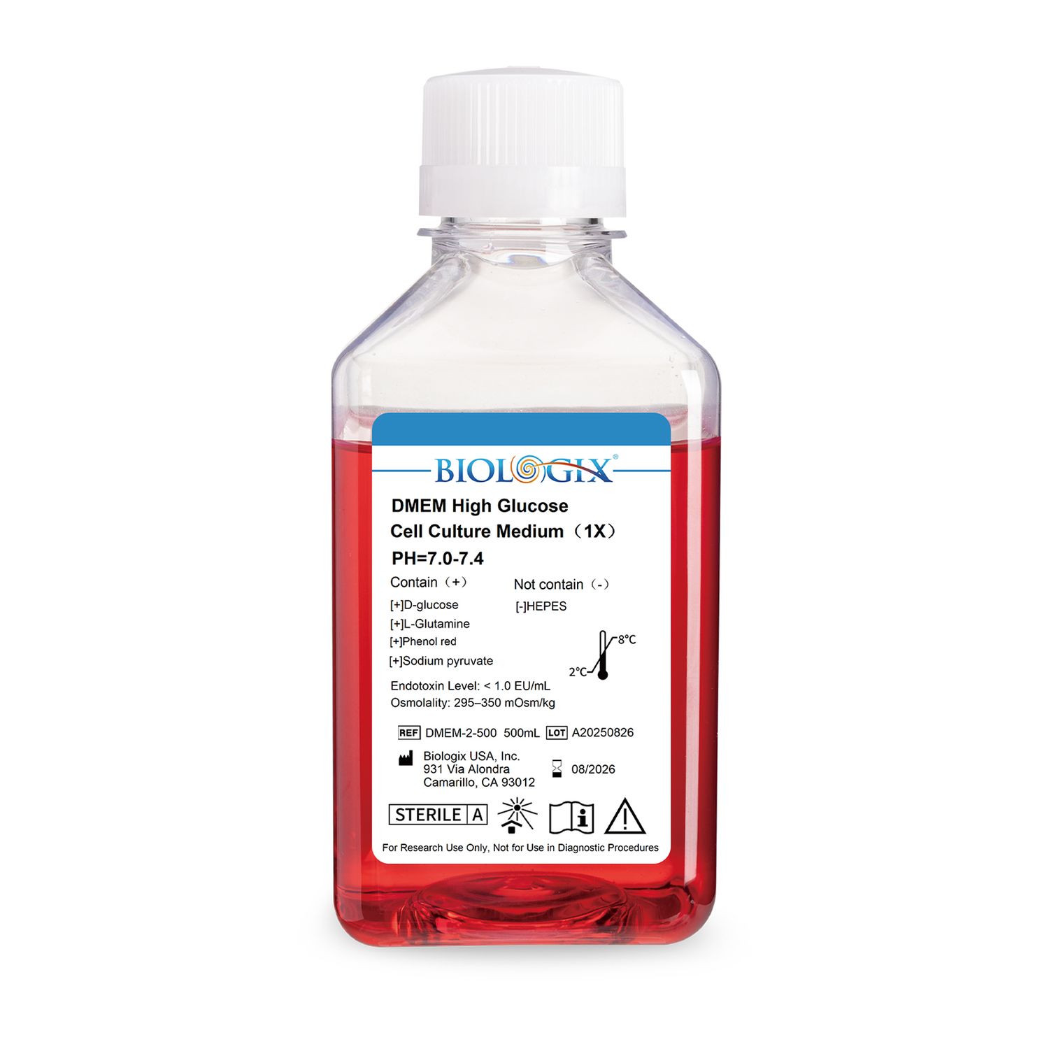 DMEM Culture Medium, 500mL/Bottle, 10 Bottles/Case