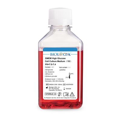 Biologix® DMEM High Glucose Culture Medium, No HEPES, 500mL/Bottle, 10 Bottles/Case