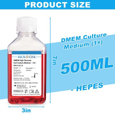 Biologix® DMEM High Glucose Culture Medium, No HEPES, 500mL/Bottle
