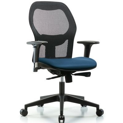 Executive Windova Mesh Back Chair with Standard Adjustable Arms, Marine Blue Supernova™ Seat, &amp; Casters
