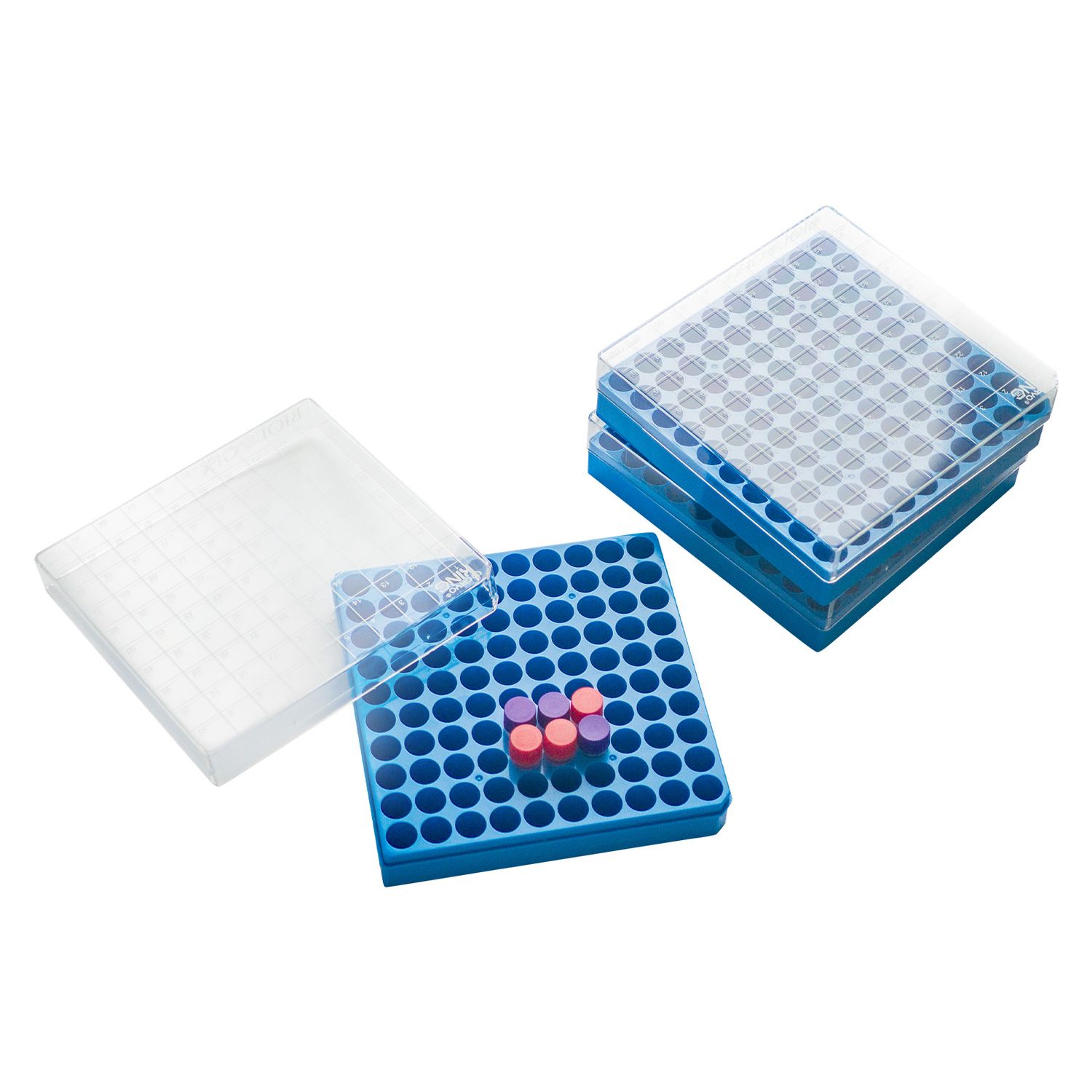 CryoKING® PC Cryogenic Boxes, 100-Well PC Freezer Lab Boxes, 1 in