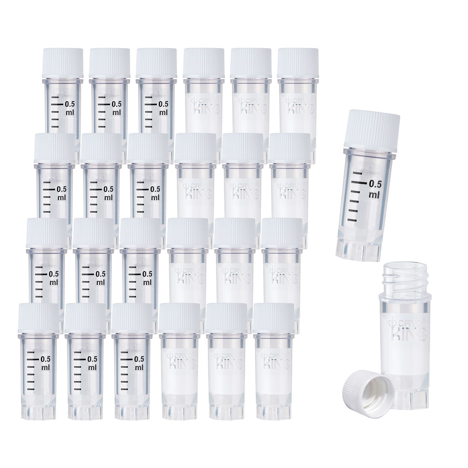 Biologix® 0.5mL Cryogenic Vials, External Thread, without Bottom Barcode, 25/Bag, 500/Pack, 1000/Case