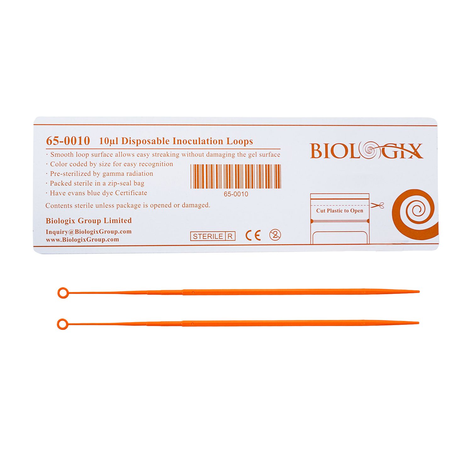 Biologix® Inoculating Loops, 1μl/10μl, 25 Pcs/Bag, 40 Bags/Case