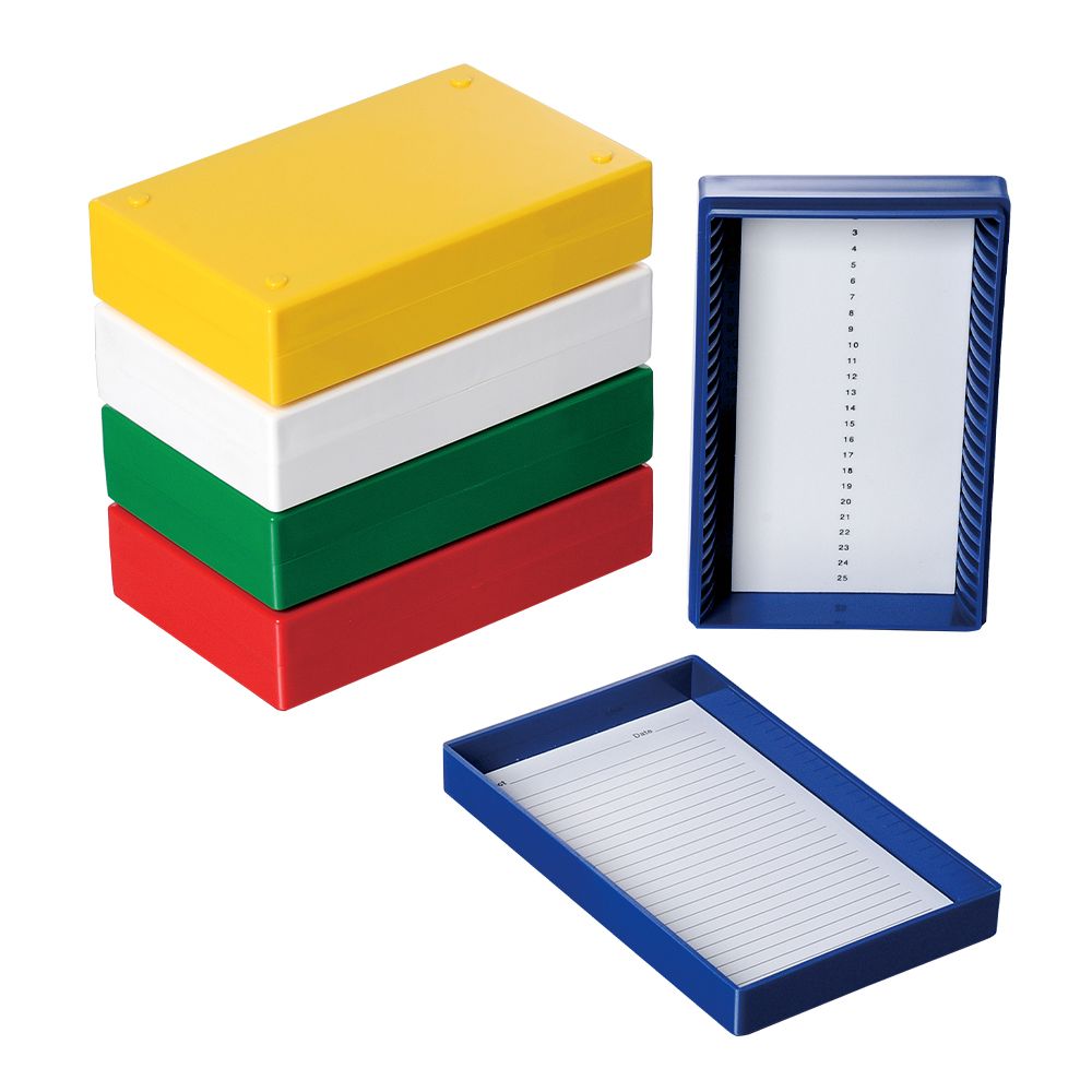 Biologix® Microscope Slide Storage Boxes, 25 Place, Foam/Cork Lining, Fit 25×75mm Microslides, 5/Pack, 20/Case
