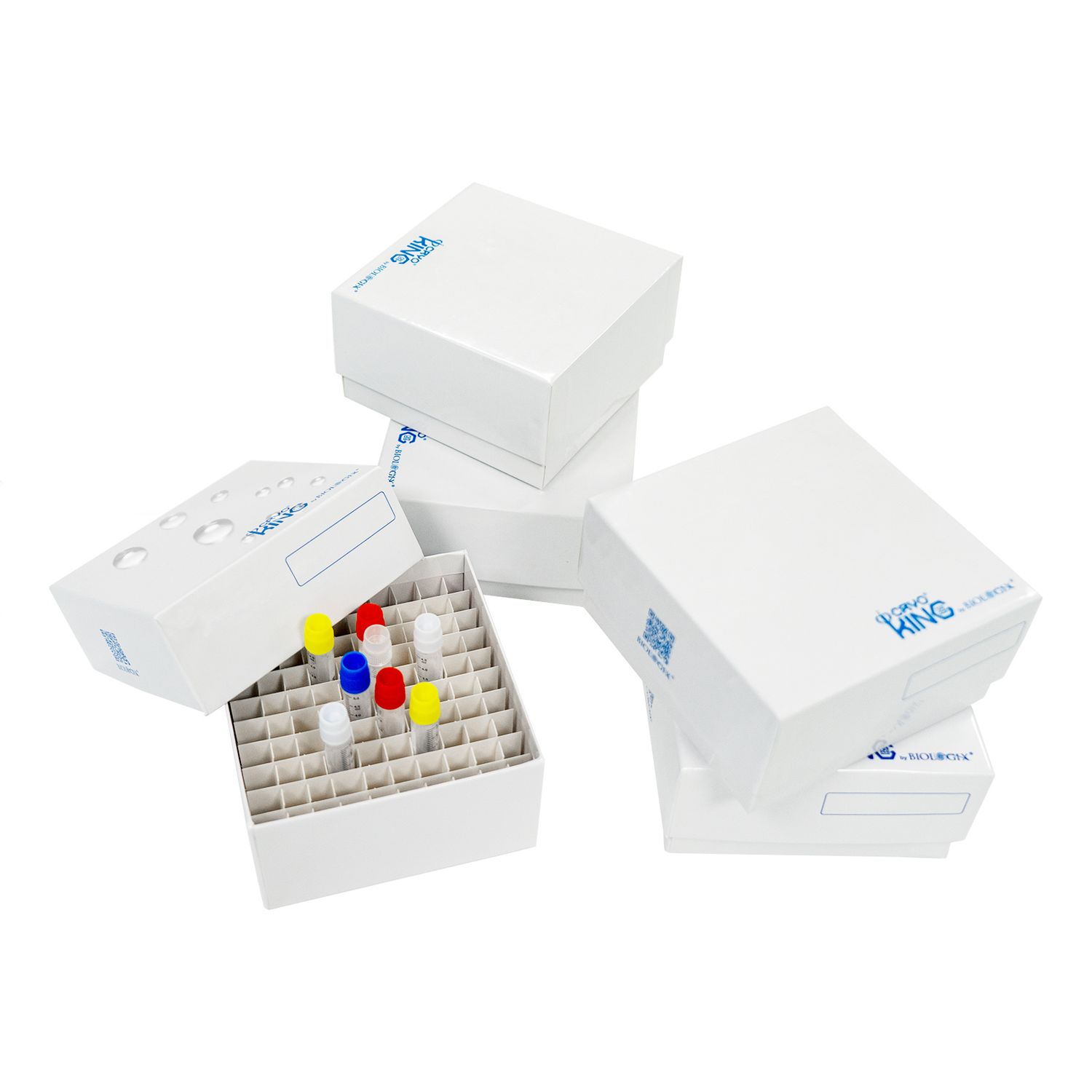 CryoKING® 3-Inch Cardboard Freezer Boxes, 100/81 Well, Plastic Coating, 5/Pack, 100/Case