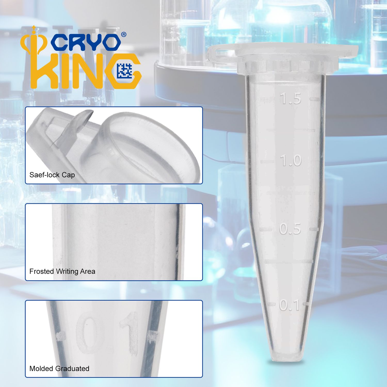 Microcentrifuge Tubes | 1.5mL | Safe Lock | Biologix®