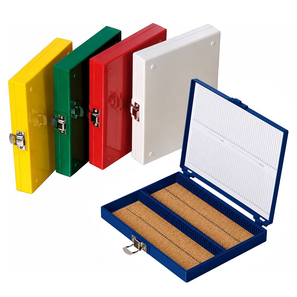 Biologix® Microscope Slide Box, 100 Place, with Cork Lining, Fit 25×75mm Microslides, 5/Pack, 30/Case