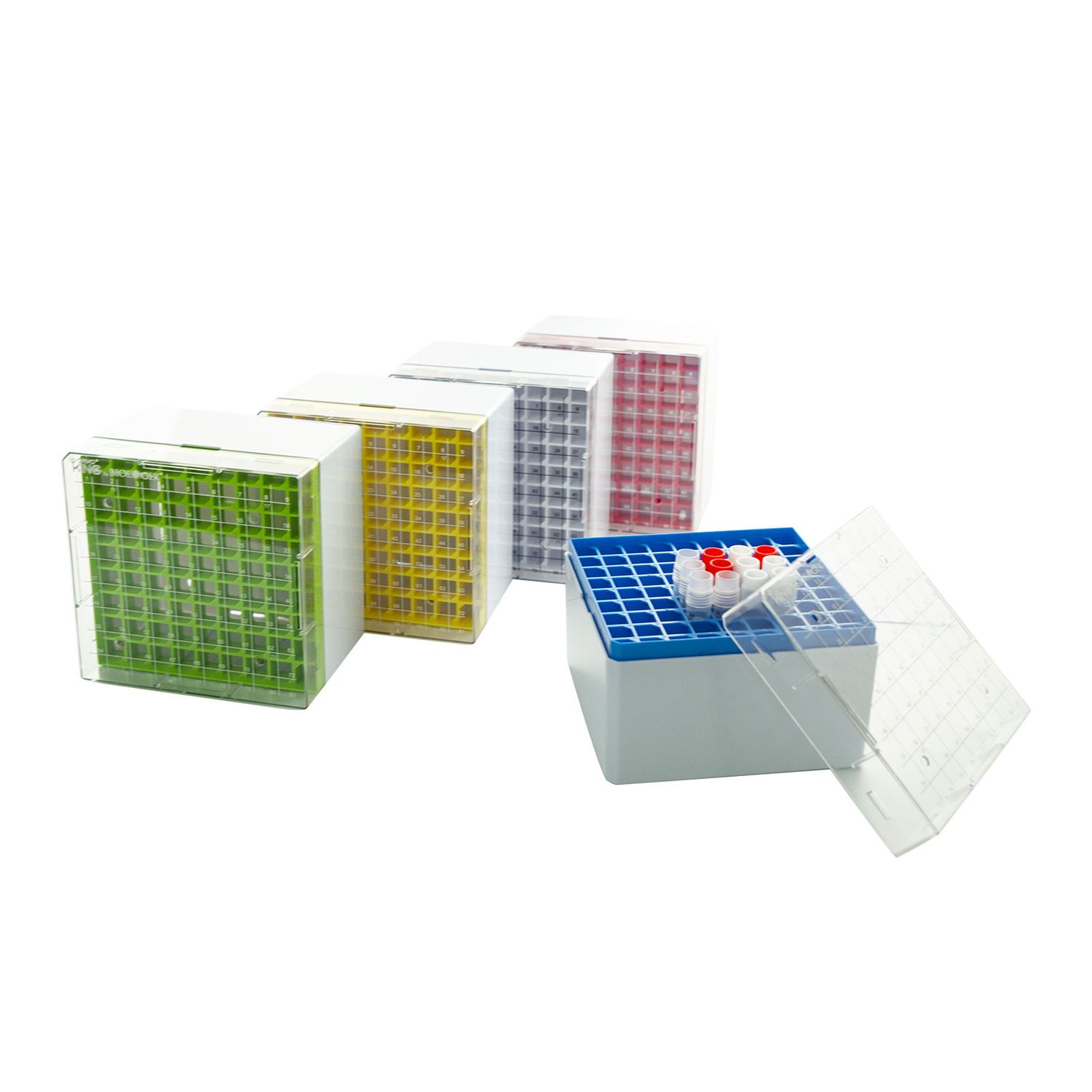 CryoKING® PC Cryogenic Boxes-Assorted color, 3.75in. 81-Well, 5/Pack, 20/Case