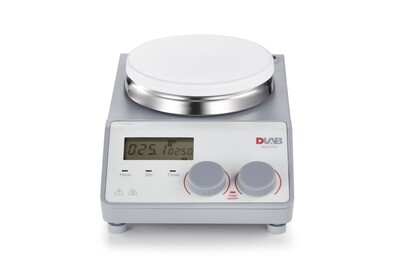 5" LCD Round Hotplate Magnetic Stirrer with Timer, Includes Support Clamp and Temperature Sensor