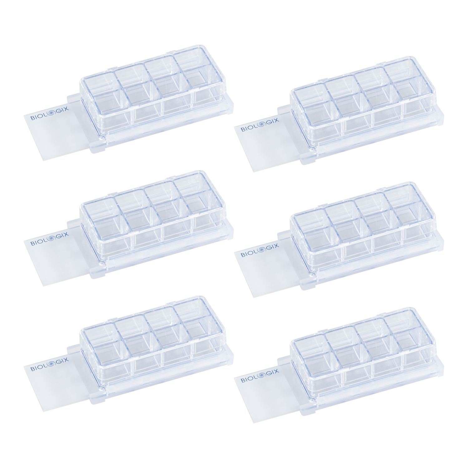 Biologix® Chambered Cell Culture Slides-1/2/4/8 Wells, 6/Pack, 12/Case