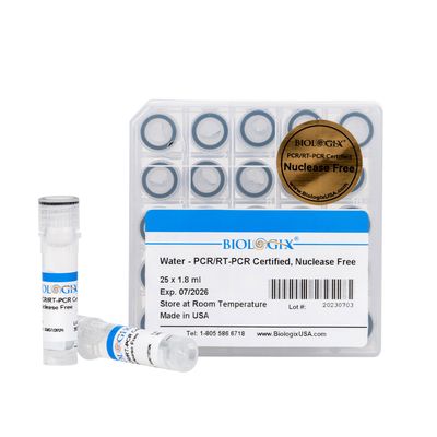 Biologix® Ultra Pure Water, DNase, RNase, Protease, Endotoxins (Pyrogen) Free, PCR/RT-PCR Certified, 25 x 1.8 ml/Pack