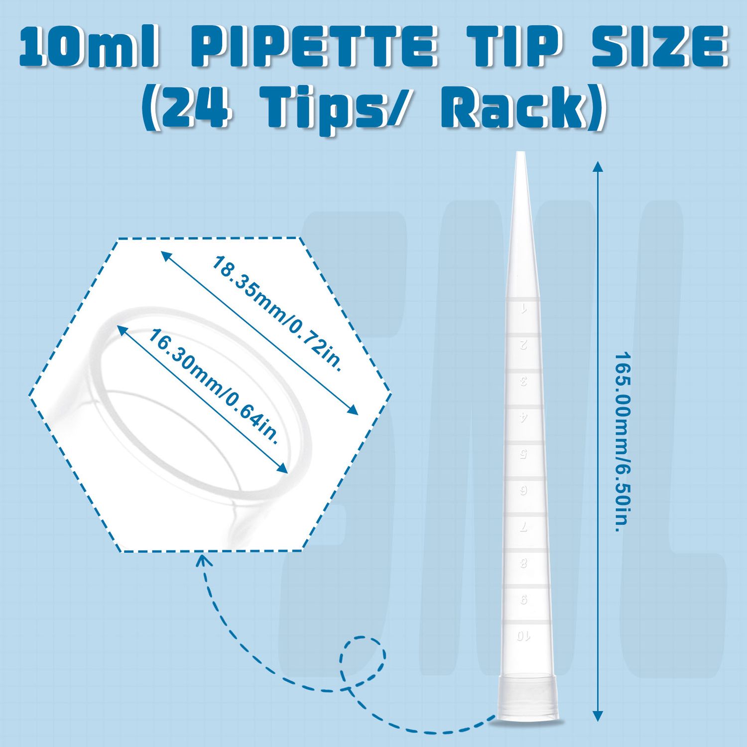 Biologix® Pipette Tips, Volume: 10ml, PP, Clear, 24/Rack, 40 Racks/Case, Package: 24/Rack