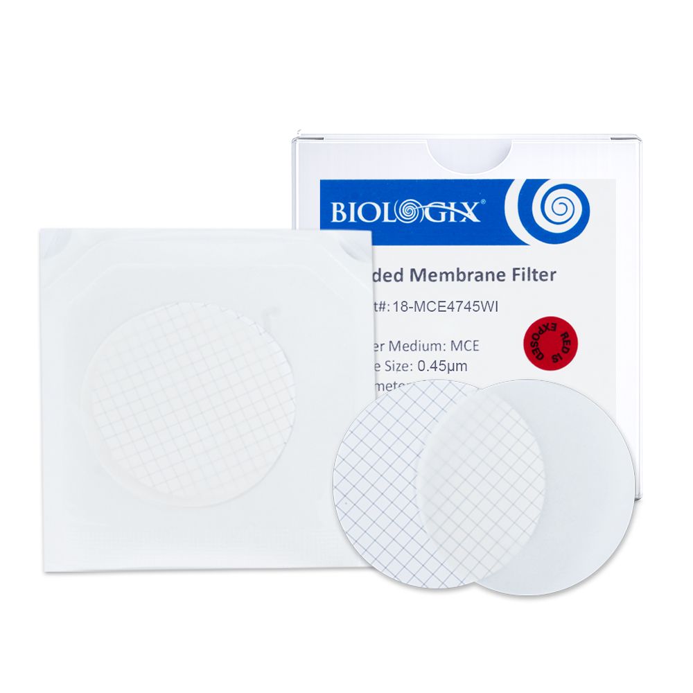 MCE Gridded Membrane Filter, Individual Pack, white, black grid, sterile, 0.45μm, 47mm, 100 Pcs/Box
