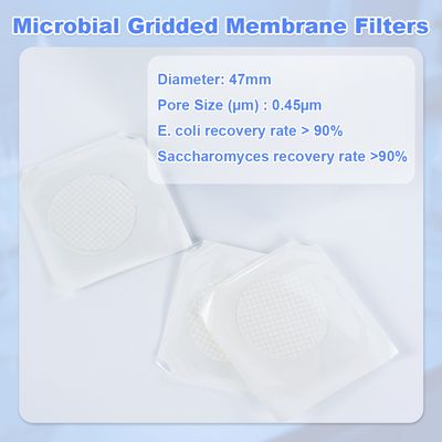 MCE Gridded Membrane Filter, Individual Pack, white, black grid, sterile, 0.45μm, 47mm, 100 Pcs/Box
