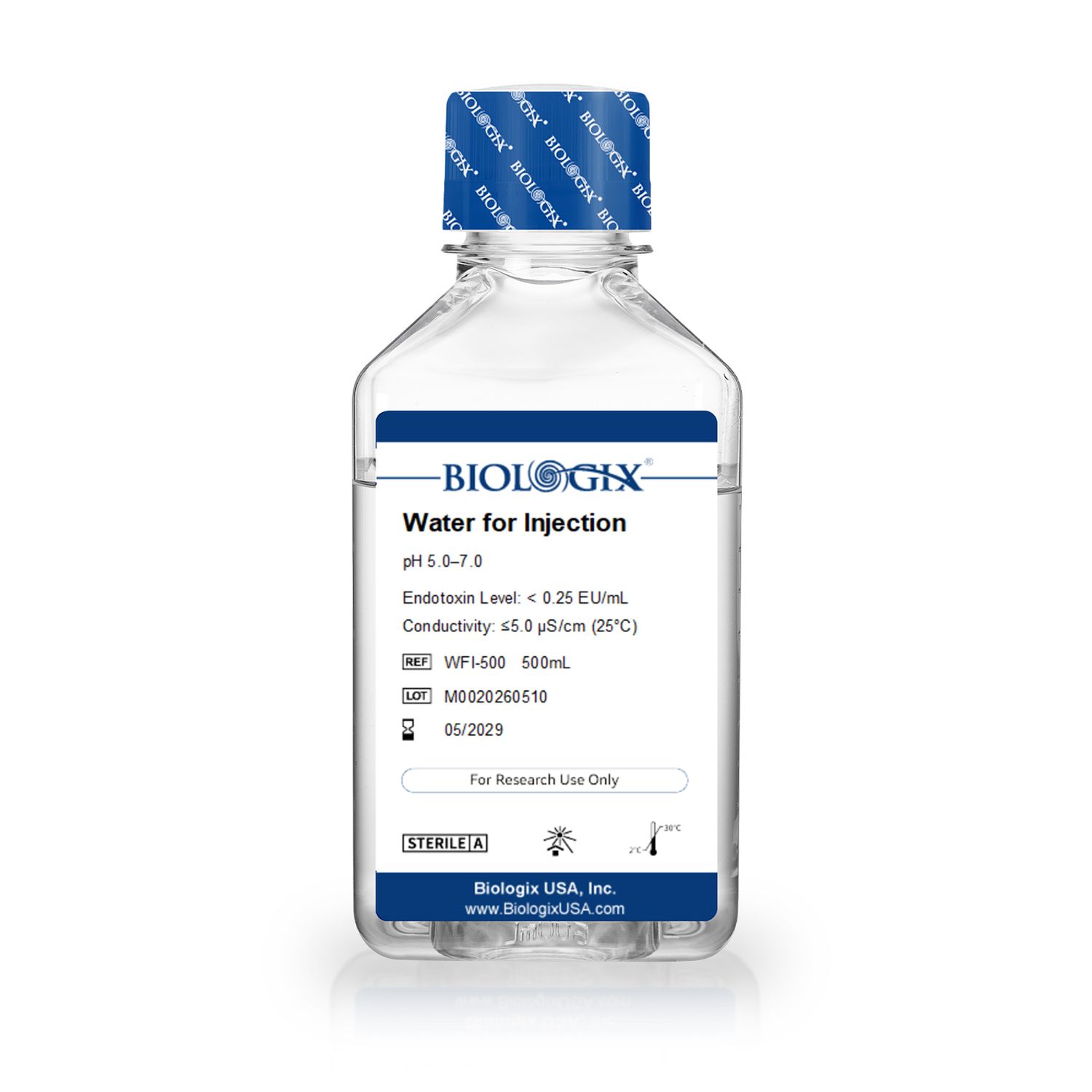 Biologix® Water for Injection(WFI), Sterile, 500mL/ Bottle