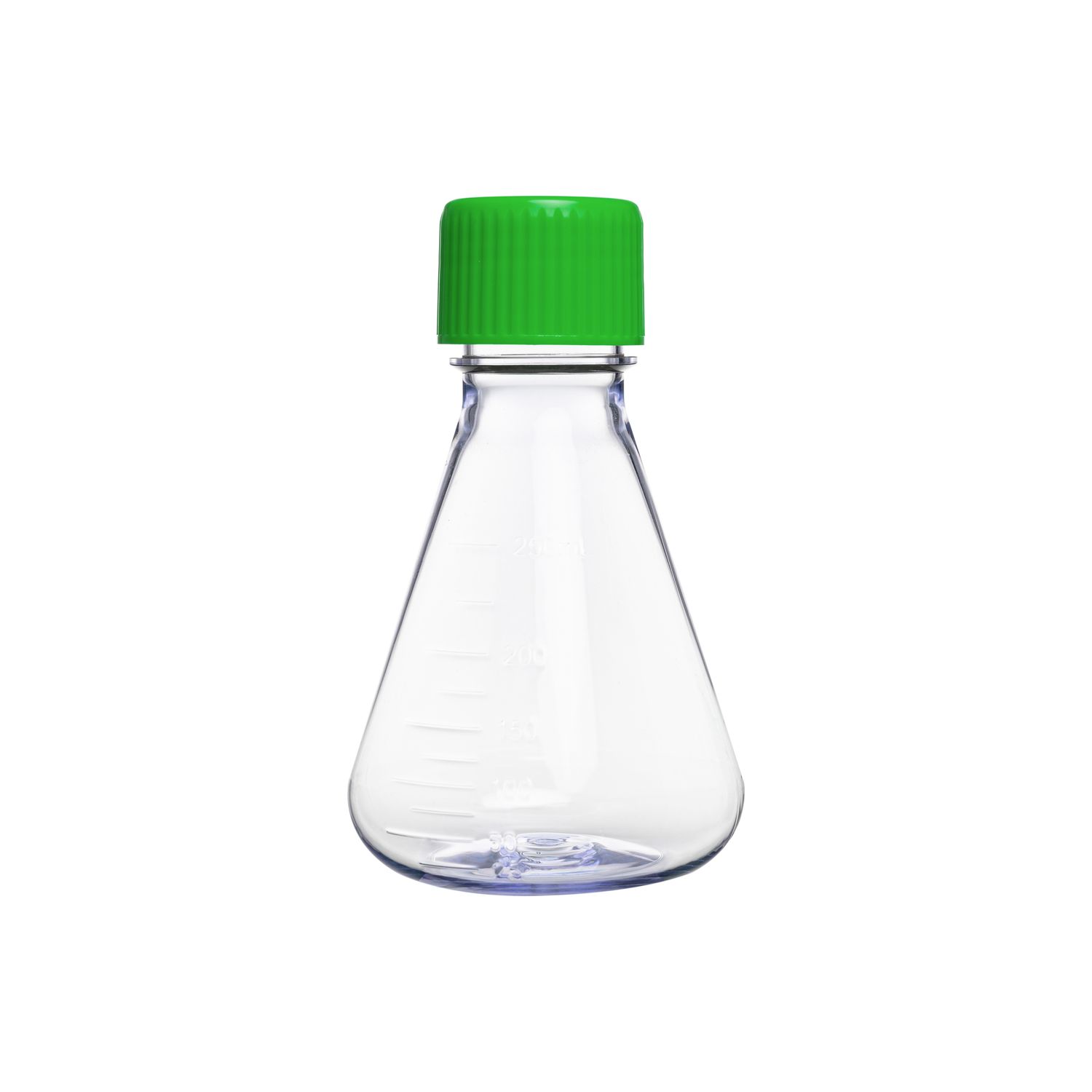 Biologix® 250mL Plastic Erlenmeyer Flask, Vent/Sealed Cap (Green), 1 Pc/Bag, 12 Bags/Case