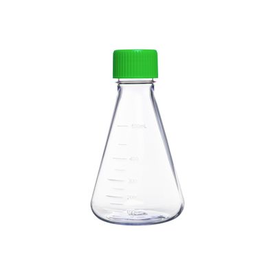 500mL Plastic Erlenmeyer Flask,  Vent/Sealed Cap (Green), 1 Pc/Bag, 12 Bags/Case-Biologix®
