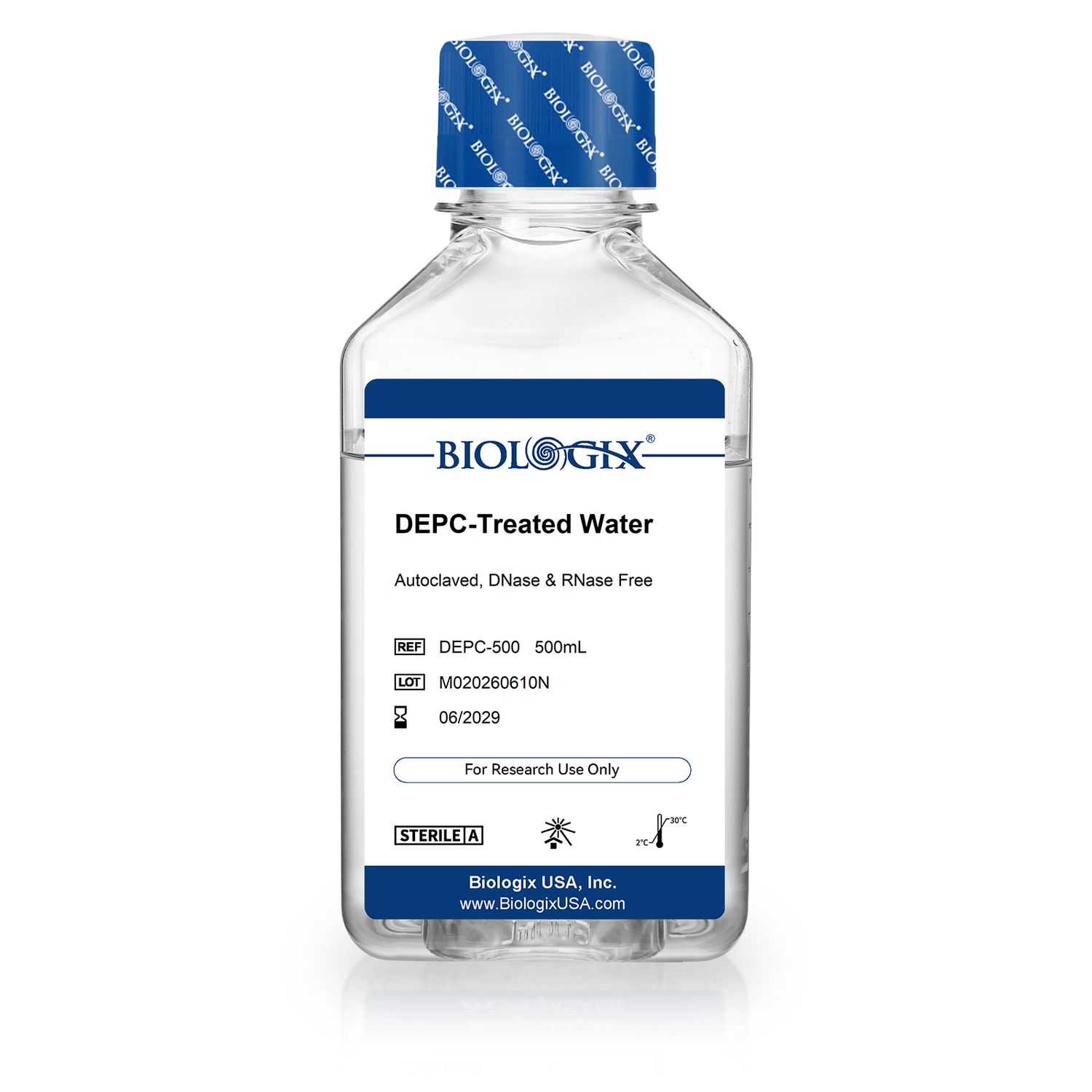 Biologix® DEPC-Treated Water (DNase, RNase free), Sterile, 500mL/ Bottle