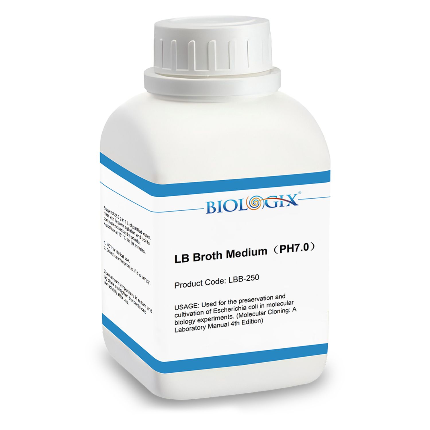 Biologix® LB Broth, Dry Powder, pH 7.0, 250g/bottle