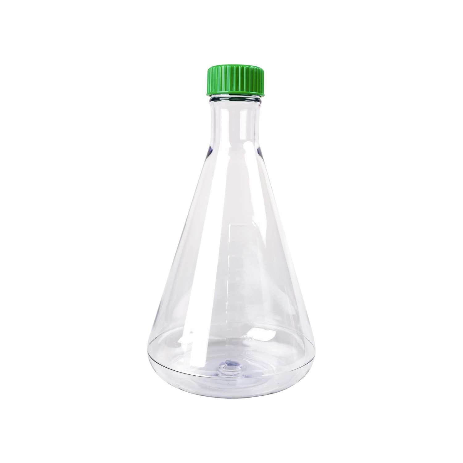 Biologix® 2L Plastic Erlenmeyer Flask, Vent/Sealed Cap (Green), 1 Pc/Bag, 6 Bags/Case
