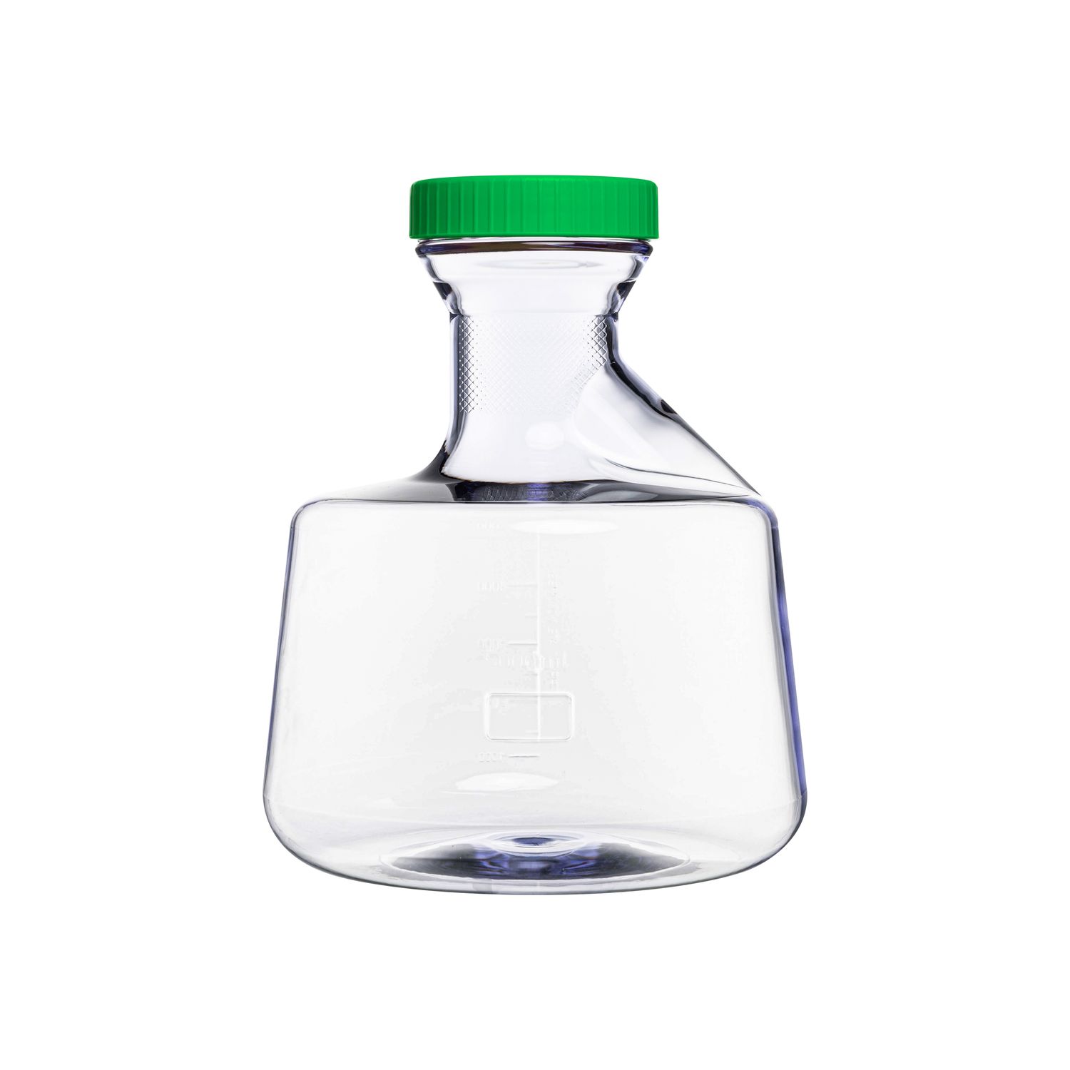 Biologix® 5L Plastic Erlenmeyer Flask, Vent/Sealed Cap (Green), Flat Bottom, 1 Pc/Bag, 4 Bags/Case