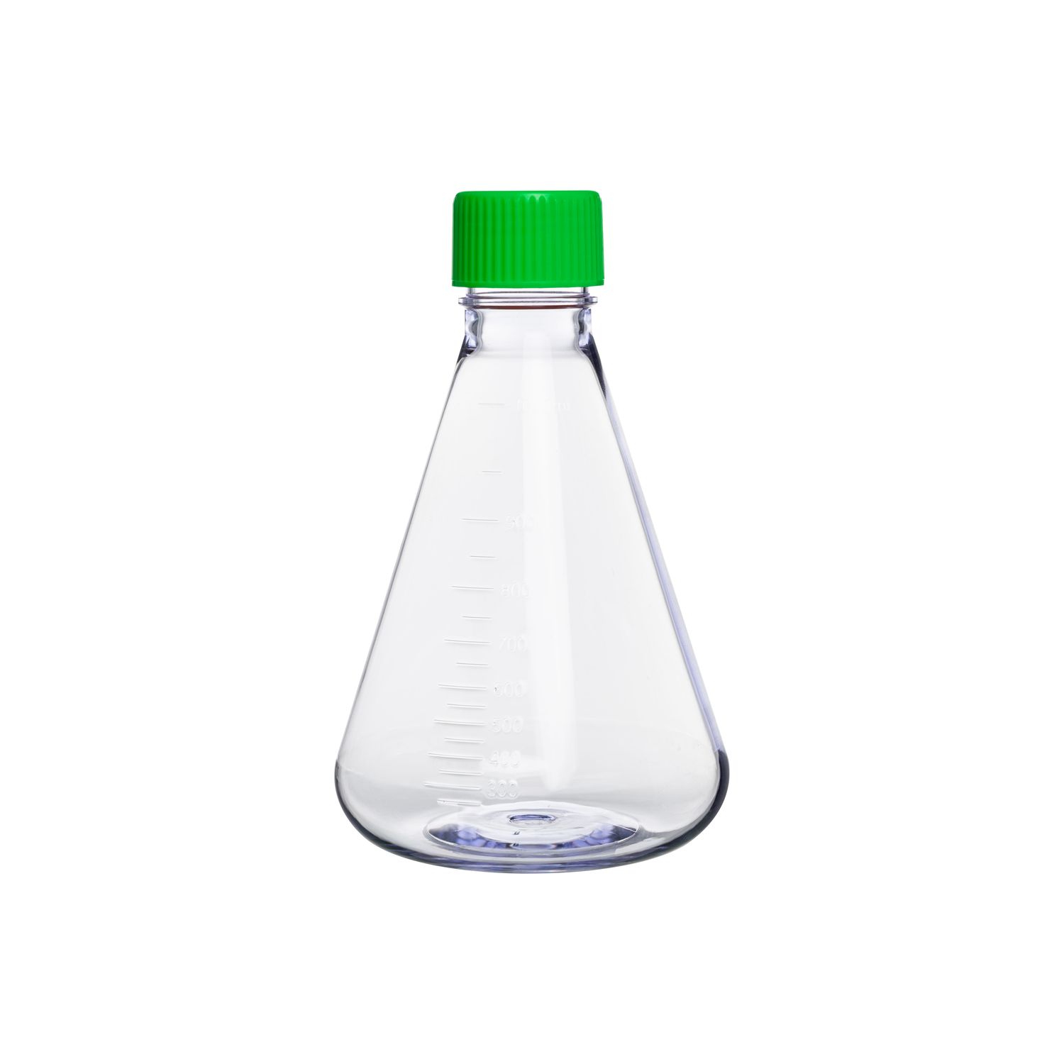 Biologix® 1L Plastic Erlenmeyer Flask, Vent/Sealed Cap (Green), 1 Pc/Bag, 12 Bags/Case