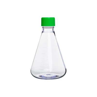 Biologix® 1L Plastic Erlenmeyer Flask, Vent/Sealed Cap (Green), 1 Pc/Bag, 12 Bags/Case