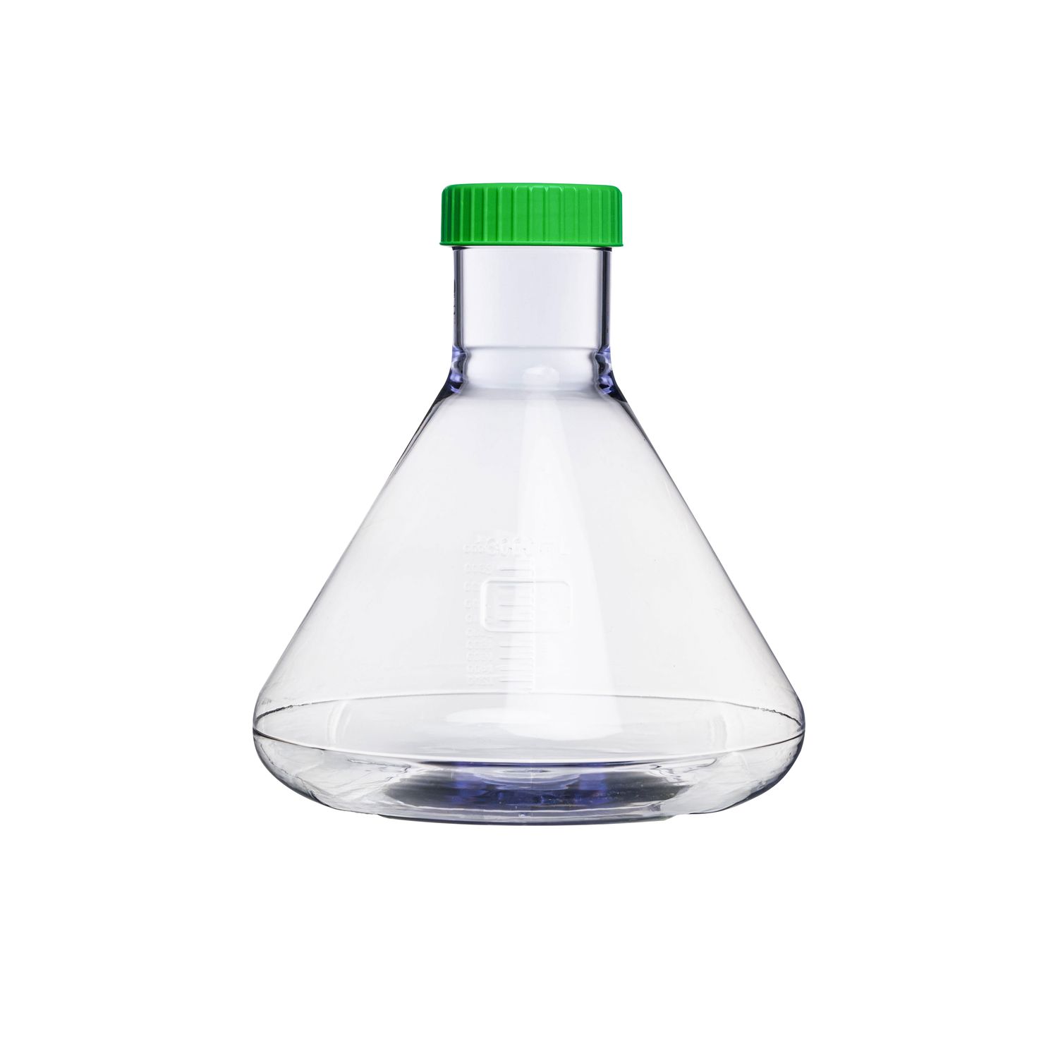 Biologix® 3L Plastic Erlenmeyer Flask, Vent/Sealed Cap (Green), Flat Bottom, 1 Pc/Bag, 4 Bags/Case
