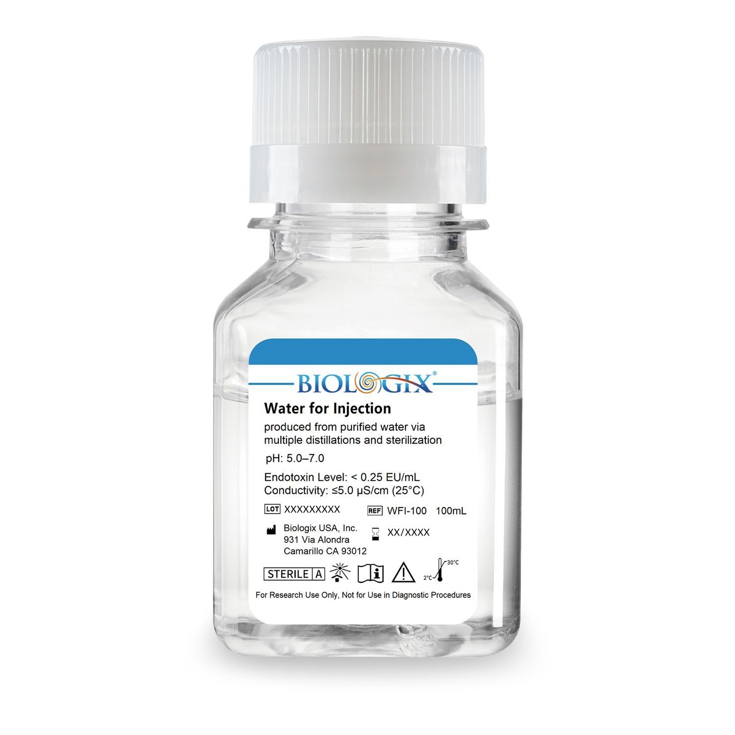 Biologix® Water for Injection( WFI ), Sterile, 100mL/ Bottle