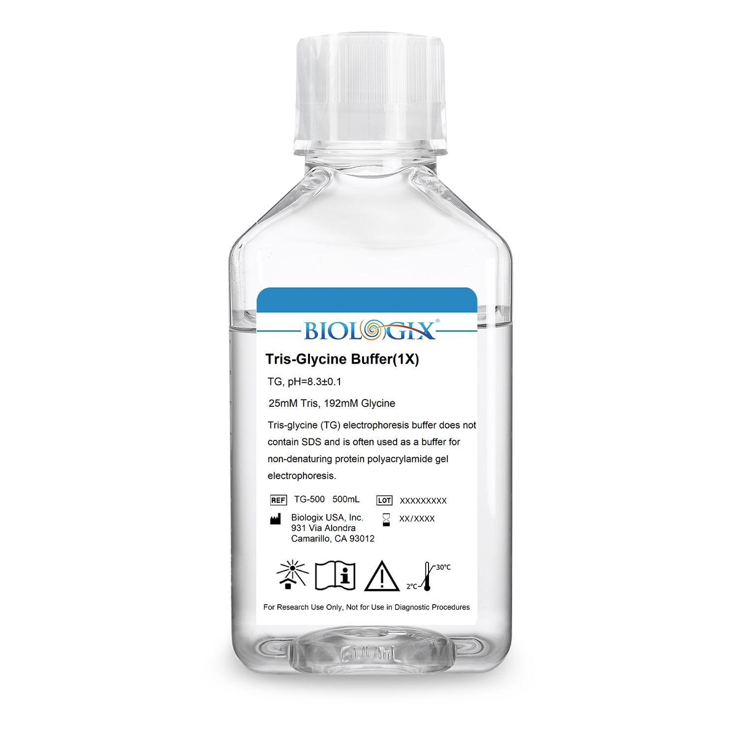 Biologix® TG (Tris-glycine) Electrophoresis Buffer (1×), pH8.3, 500mL/Bottle