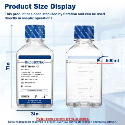 Biologix® PBST Buffer (1×), pH7.4, Sterile, Low Endotoxin, 500mL/Bottle