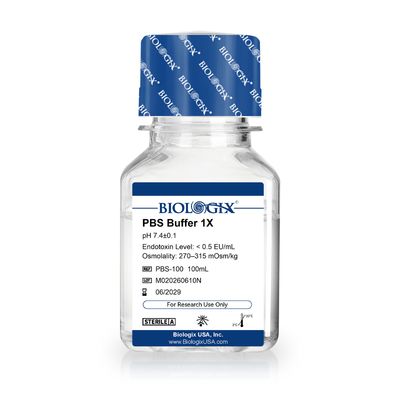 Biologix® PBS Buffer (1×), pH7.4, Low Endotoxin, 100mL/Bottle