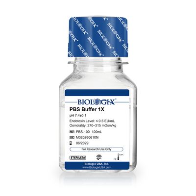 Biologix® PBS Buffer (1×), pH7.4, Low Endotoxin, 100mL/Bottle